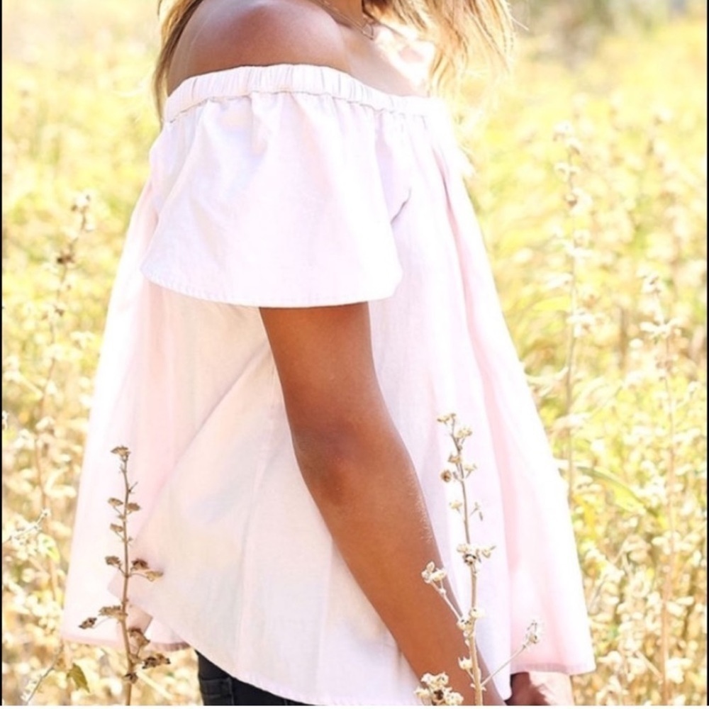 SINCERELY JULES Carmen Flutter Sleeve Pink Off Shoulder Blouse - Picture 15 of 15